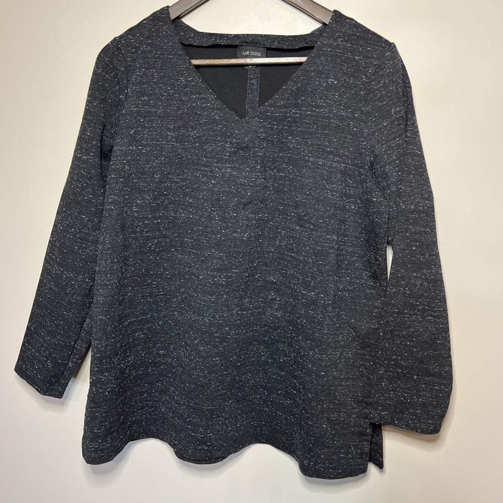 J. Jill Wearever Collection Black Relaxed Sweater Pullover Tunic Top MEDIUM
